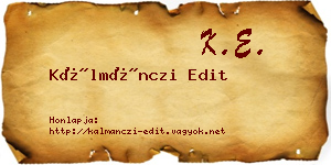 Kálmánczi Edit névjegykártya